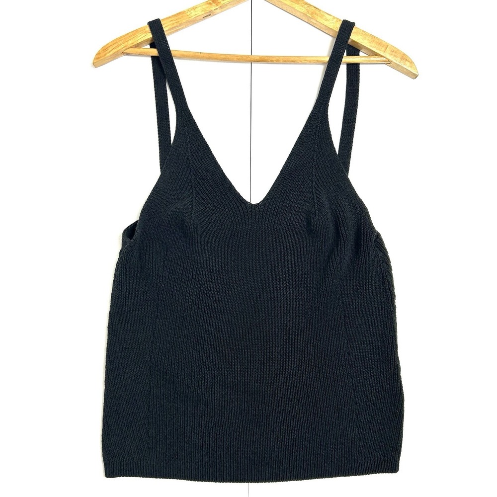 Anthropologie Maeve Everyday Maryanne Sweater Tank Top Black Size Large Boho